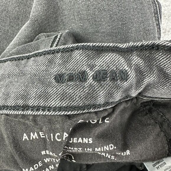 American Eagle Mom Jeans Womens 6R Faded Black Casual Everyday Stretch Denim - Picture 13 of 15